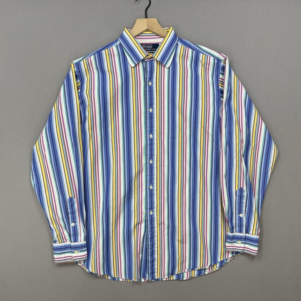 Polo Ralph Lauren Curham Long Sleeve Dress Shirt Mens XL Pastel Vintage 90's